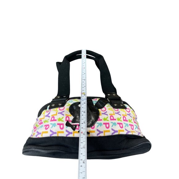 Playboy vintage Multicolor Canvas Faux Leather Shoulder Handbag SKU 9227 - Picture 6 of 16
